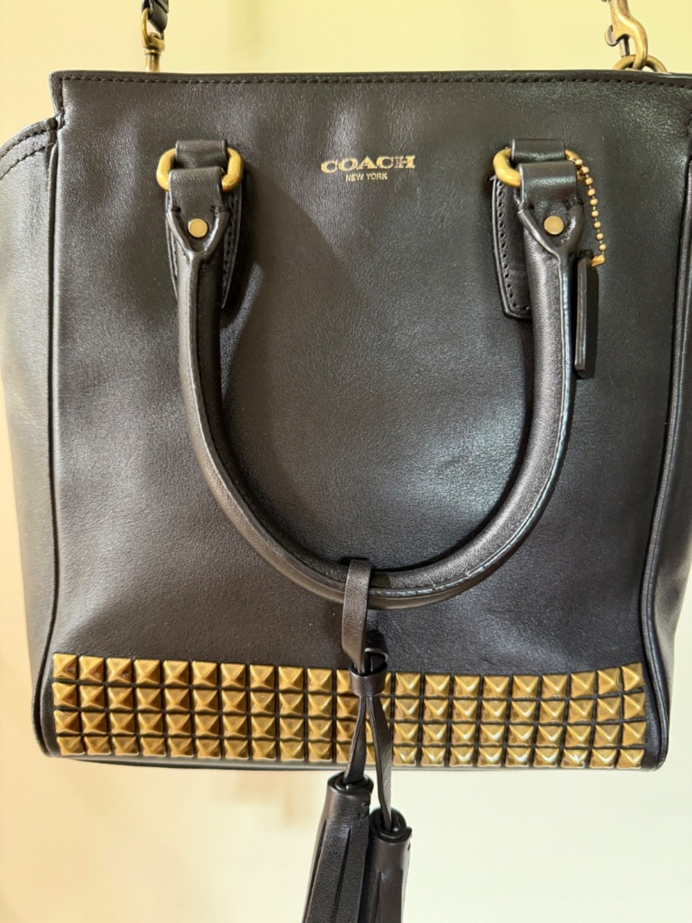Coach Legacy Studded Mini Tanner Black Leather Crossbody Satchel Bag - Picture 3 of 13